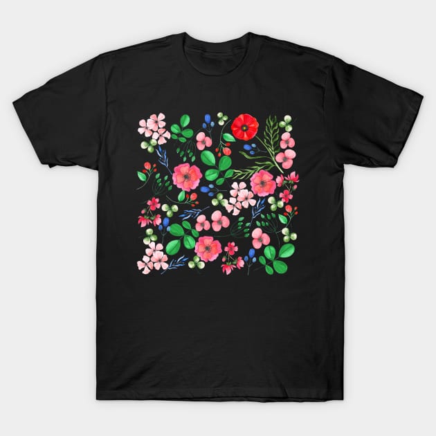Whimsical watercolor floral T-Shirt by AllPrintsAndArt